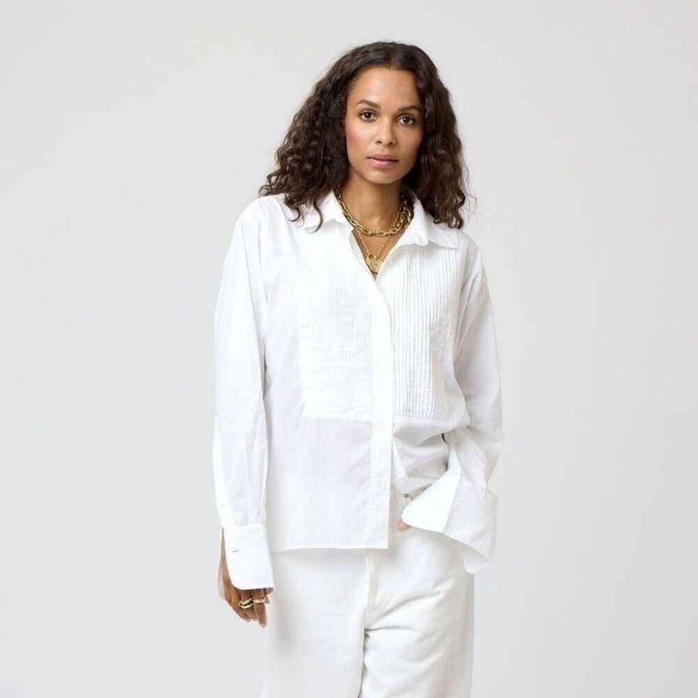 Kerri Rosenthal Tux Shirt Top Buttondown Long Sleeve White Buttondown S 285785